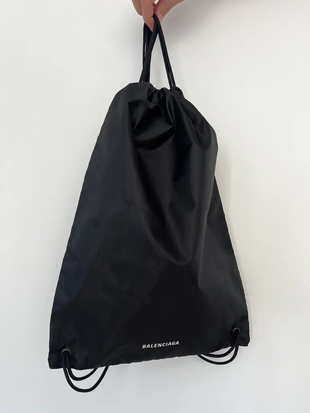 Balenciaga Black Drawstring Backpack Bag